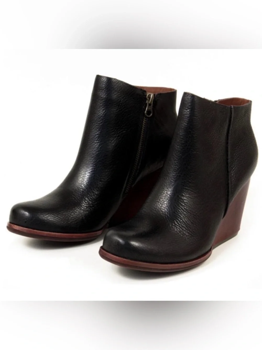 Kork Ease Natalya Leather Wedge Zip Ankle Boots Booties Size 9